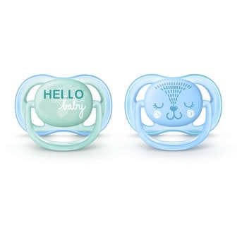 Avent chupete ultra air 0-6 meses hello celeste x 2