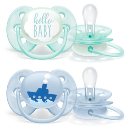 Avent chupete ultra soft 0-6 hello/barco nene x 2