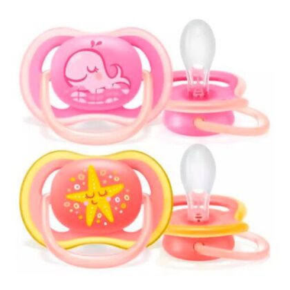 Avent chupete ultra air 6-18 ballena/estrella nena x 2