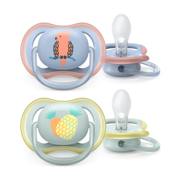 Avent chupete ultra air 0-6 pajaro/anana nene x 2