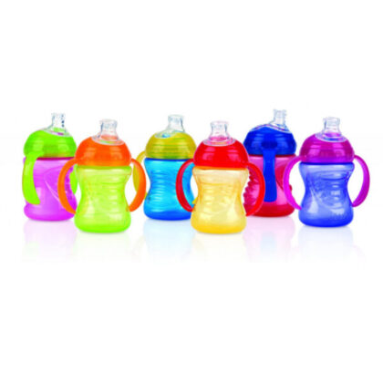 Nuby vaso con manijas y boquilla de silicona azul x 240ml
