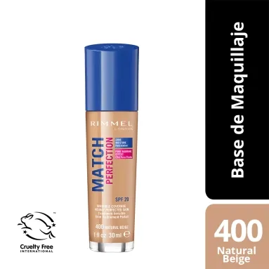 Rimmel match perfection base de maquillaje 400 natural beige x 30ml