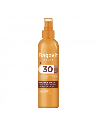 Bagovit protector solar FPS30 con acelerador de bronceado spray x 200ml