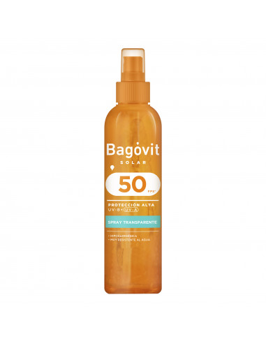 Bagovit protector solar FPS50 emusión spray transparente x 200ml