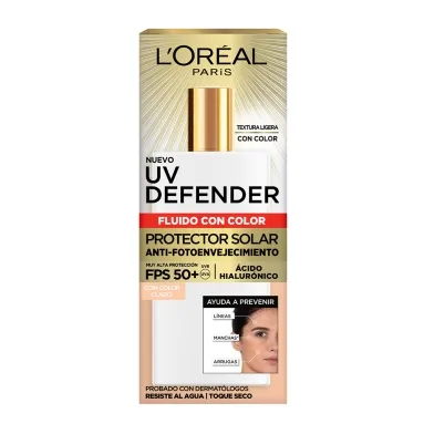 Loreal UV defender cuidado diario fluido con color claro FPS50 x 40gr