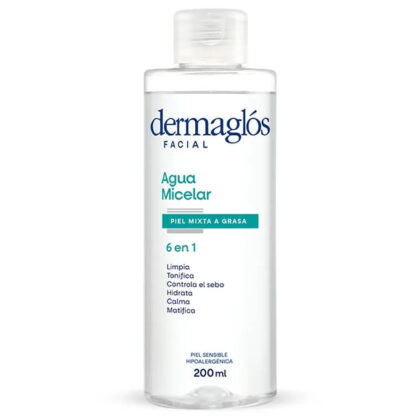 Dermaglós Facial Agua Micelar 6 En 1 Desmaquillante Para Piel Mixta A Grasa x 200ml