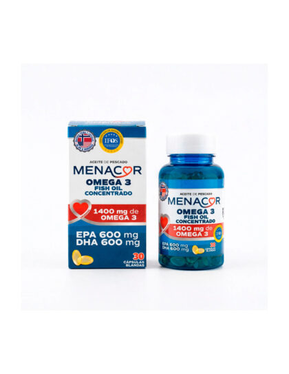 Menacor omega 3 aceite de pescado EPA 600 DHA 600 x 30cap